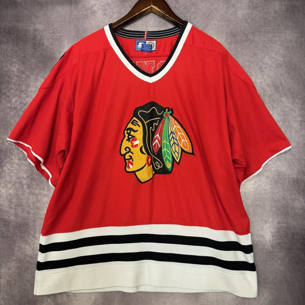 VTG Chicago Blackhawks Jersey Men's XL Red NHL Hockey Starter‎ Jones 90s READ*